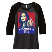 Harris Waltz 2024 Election President Kamala Harris Tim Waltz Women's Tri-Blend 3/4-Sleeve Raglan Shirt