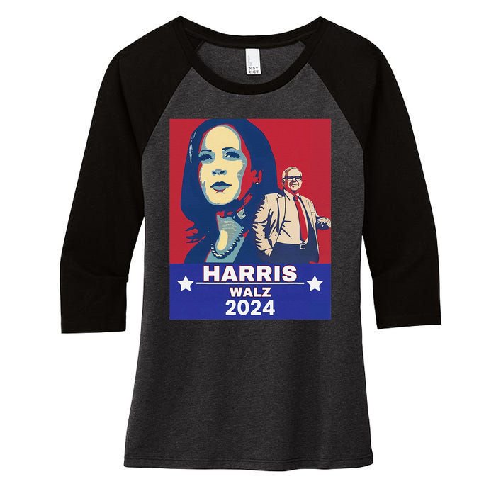 Harris Waltz 2024 Election President Kamala Harris Tim Waltz Women's Tri-Blend 3/4-Sleeve Raglan Shirt