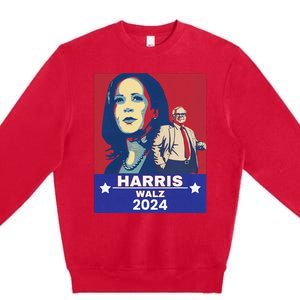 Harris Waltz 2024 Election President Kamala Harris Tim Waltz Premium Crewneck Sweatshirt