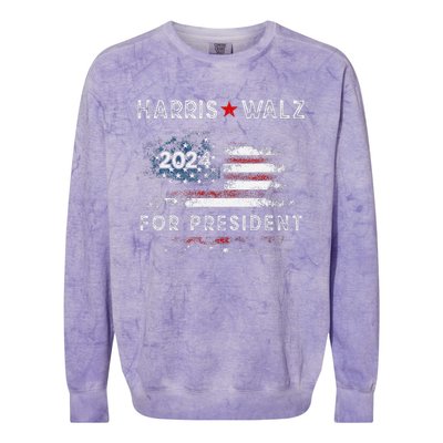 Harris Waltz 2024 Usa Harris Walz 2024 Colorblast Crewneck Sweatshirt