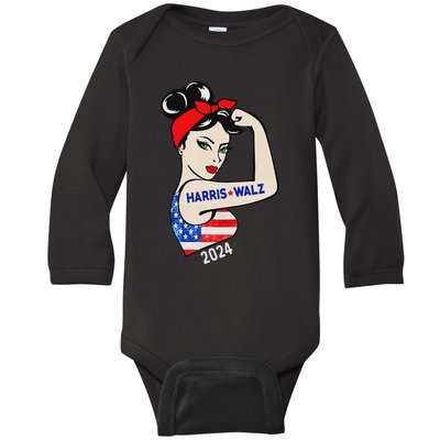 Harris Waltz 2024 Election Kamala Harris Tim Waltz 24 Baby Long Sleeve Bodysuit