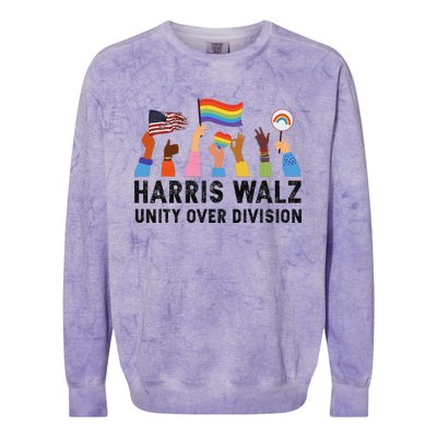 Harris Waltz 2024 Unity Over Division Colorblast Crewneck Sweatshirt