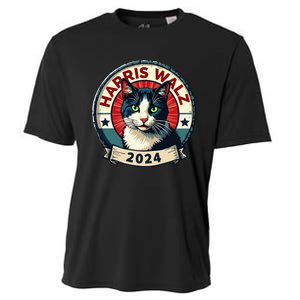 Harris Walz 2024 Funny Cat Election Kamala Harris Tim Waltz Cooling Performance Crew T-Shirt