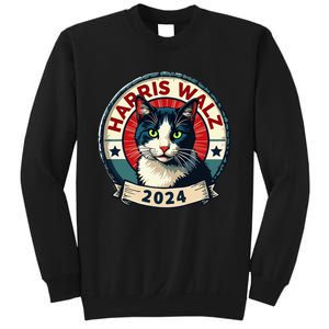 Harris Walz 2024 Funny Cat Election Kamala Harris Tim Waltz Sweatshirt