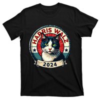 Harris Walz 2024 Funny Cat Election Kamala Harris Tim Waltz T-Shirt