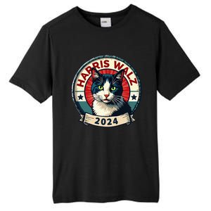 Harris Walz 2024 Funny Cat Election Kamala Harris Tim Waltz Tall Fusion ChromaSoft Performance T-Shirt