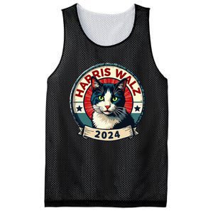 Harris Walz 2024 Funny Cat Election Kamala Harris Tim Waltz Mesh Reversible Basketball Jersey Tank