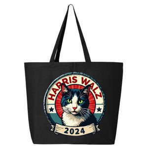 Harris Walz 2024 Funny Cat Election Kamala Harris Tim Waltz 25L Jumbo Tote