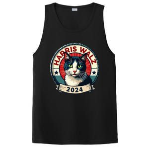 Harris Walz 2024 Funny Cat Election Kamala Harris Tim Waltz PosiCharge Competitor Tank