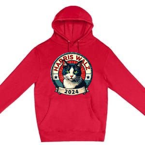 Harris Walz 2024 Funny Cat Election Kamala Harris Tim Waltz Premium Pullover Hoodie