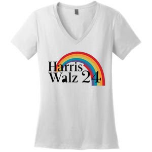 Harris Walz 24 Rainbow Radiance Women's V-Neck T-Shirt