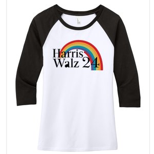 Harris Walz 24 Rainbow Radiance Women's Tri-Blend 3/4-Sleeve Raglan Shirt