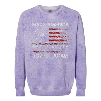 Harris Walz 2024 Make America Joyful Again Vintage Usa Flag Colorblast Crewneck Sweatshirt