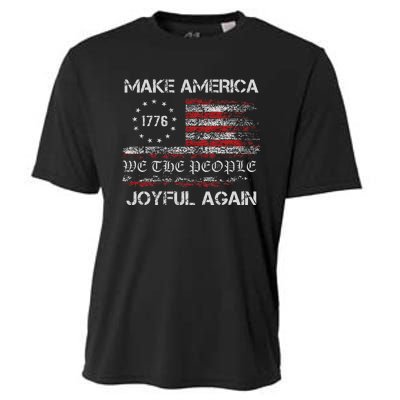 Harris Walz 2024 Make America Joyful Again Vintage Usa Flag Cooling Performance Crew T-Shirt