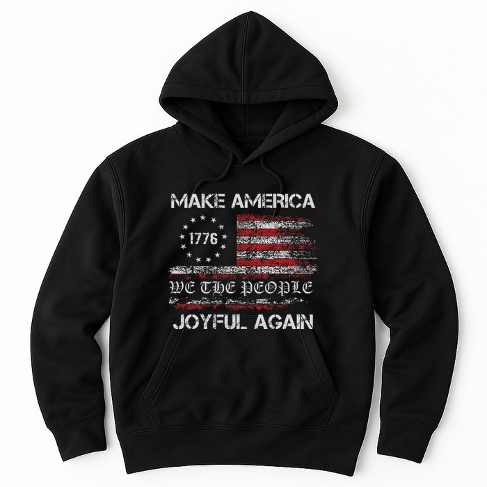 Harris Walz 2024 Make America Joyful Again Vintage Usa Flag Hoodie