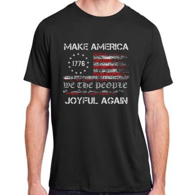 Harris Walz 2024 Make America Joyful Again Vintage Usa Flag Adult ChromaSoft Performance T-Shirt