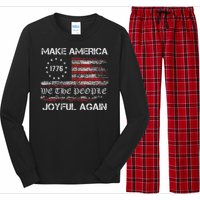 Harris Walz 2024 Make America Joyful Again Vintage Usa Flag Long Sleeve Pajama Set