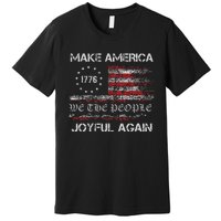 Harris Walz 2024 Make America Joyful Again Vintage Usa Flag Premium T-Shirt