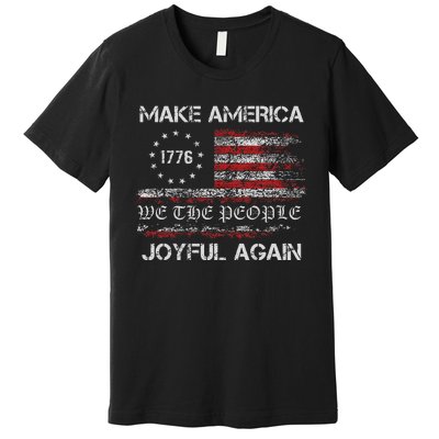 Harris Walz 2024 Make America Joyful Again Vintage Usa Flag Premium T-Shirt