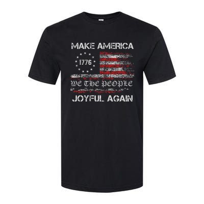 Harris Walz 2024 Make America Joyful Again Vintage Usa Flag Softstyle CVC T-Shirt