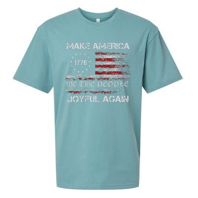 Harris Walz 2024 Make America Joyful Again Vintage Usa Flag Sueded Cloud Jersey T-Shirt