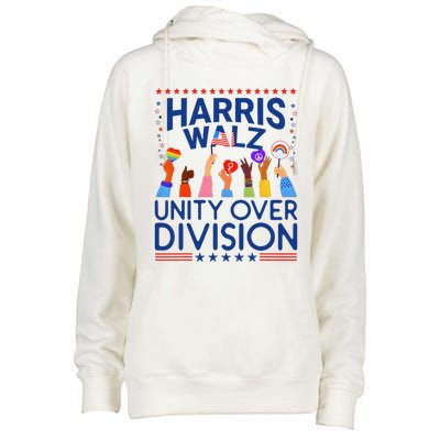 Harris Waltz 2024 Unity Over Division Womens Funnel Neck Pullover Hood