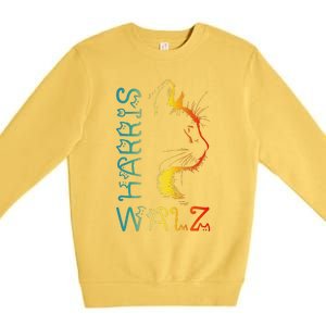 Harris Waltz 2024 Kamala Walz Cat Lettering Positive Funny Gift Premium Crewneck Sweatshirt