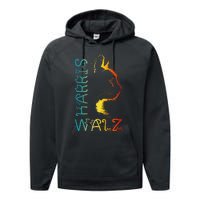 Harris Waltz 2024 Kamala Walz Cat Lettering Positive Funny Gift Performance Fleece Hoodie