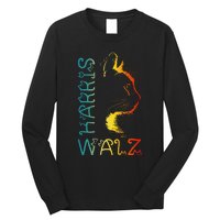 Harris Waltz 2024 Kamala Walz Cat Lettering Positive Funny Gift Long Sleeve Shirt