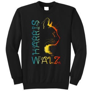 Harris Waltz 2024 Kamala Walz Cat Lettering Positive Funny Gift Sweatshirt