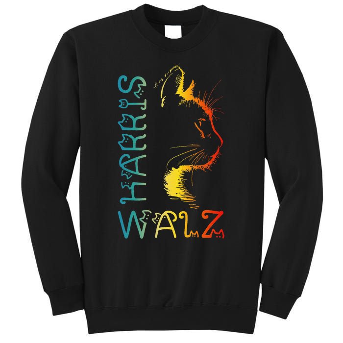 Harris Waltz 2024 Kamala Walz Cat Lettering Positive Funny Gift Sweatshirt