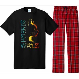 Harris Waltz 2024 Kamala Walz Cat Lettering Positive Funny Gift Pajama Set