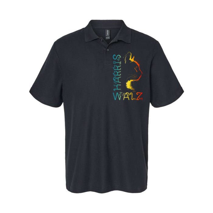 Harris Waltz 2024 Kamala Walz Cat Lettering Positive Funny Gift Softstyle Adult Sport Polo