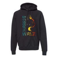 Harris Waltz 2024 Kamala Walz Cat Lettering Positive Funny Gift Premium Hoodie