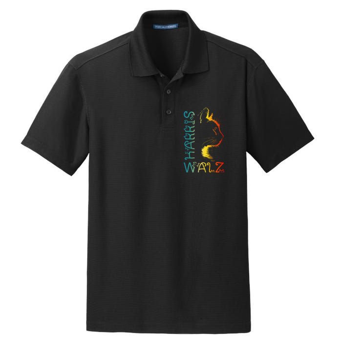 Harris Waltz 2024 Kamala Walz Cat Lettering Positive Funny Gift Dry Zone Grid Polo