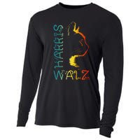 Harris Waltz 2024 Kamala Walz Cat Lettering Positive Funny Gift Cooling Performance Long Sleeve Crew