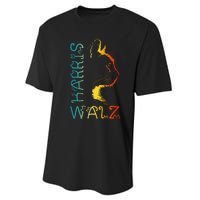 Harris Waltz 2024 Kamala Walz Cat Lettering Positive Funny Gift Performance Sprint T-Shirt