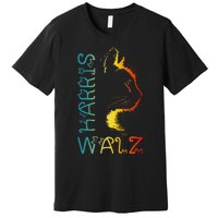 Harris Waltz 2024 Kamala Walz Cat Lettering Positive Funny Gift Premium T-Shirt