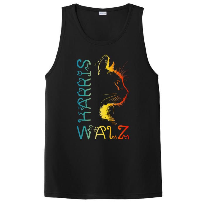 Harris Waltz 2024 Kamala Walz Cat Lettering Positive Funny Gift PosiCharge Competitor Tank