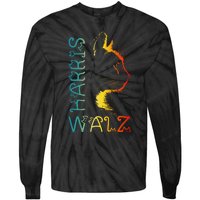 Harris Waltz 2024 Kamala Walz Cat Lettering Positive Funny Gift Tie-Dye Long Sleeve Shirt