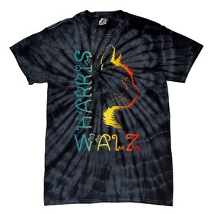 Harris Waltz 2024 Kamala Walz Cat Lettering Positive Funny Gift Tie-Dye T-Shirt