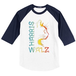 Harris Waltz 2024 Kamala Walz Cat Lettering Positive Funny Gift Baseball Sleeve Shirt