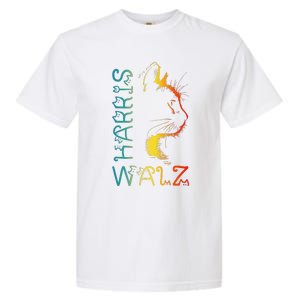 Harris Waltz 2024 Kamala Walz Cat Lettering Positive Funny Gift Garment-Dyed Heavyweight T-Shirt