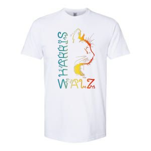 Harris Waltz 2024 Kamala Walz Cat Lettering Positive Funny Gift Softstyle CVC T-Shirt