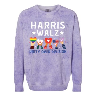 Harris Walz 2024 Unity Over Division Harris Walz 2024 Colorblast Crewneck Sweatshirt