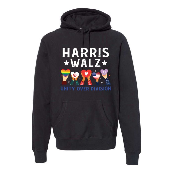 Harris Walz 2024 Unity Over Division Harris Walz 2024 Premium Hoodie