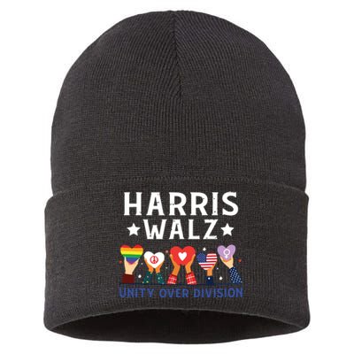 Harris Walz 2024 Unity Over Division Harris Walz 2024 Sustainable Knit Beanie