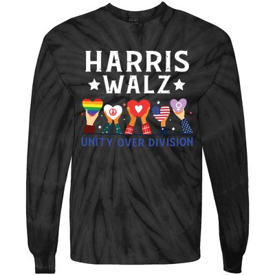 Harris Walz 2024 Unity Over Division Harris Walz 2024 Tie-Dye Long Sleeve Shirt