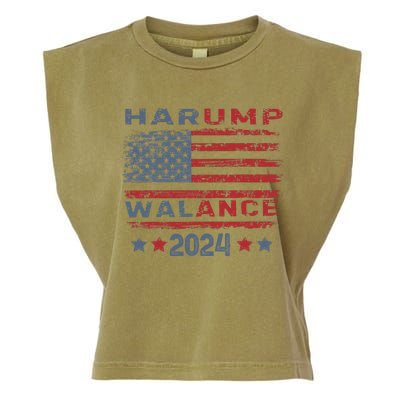 Harump Wallace 2024 Harris Trump Walz Vance Funny Garment-Dyed Women's Muscle Tee