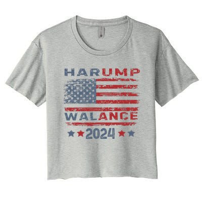 Harump Wallace 2024 Harris Trump Walz Vance Funny Women's Crop Top Tee